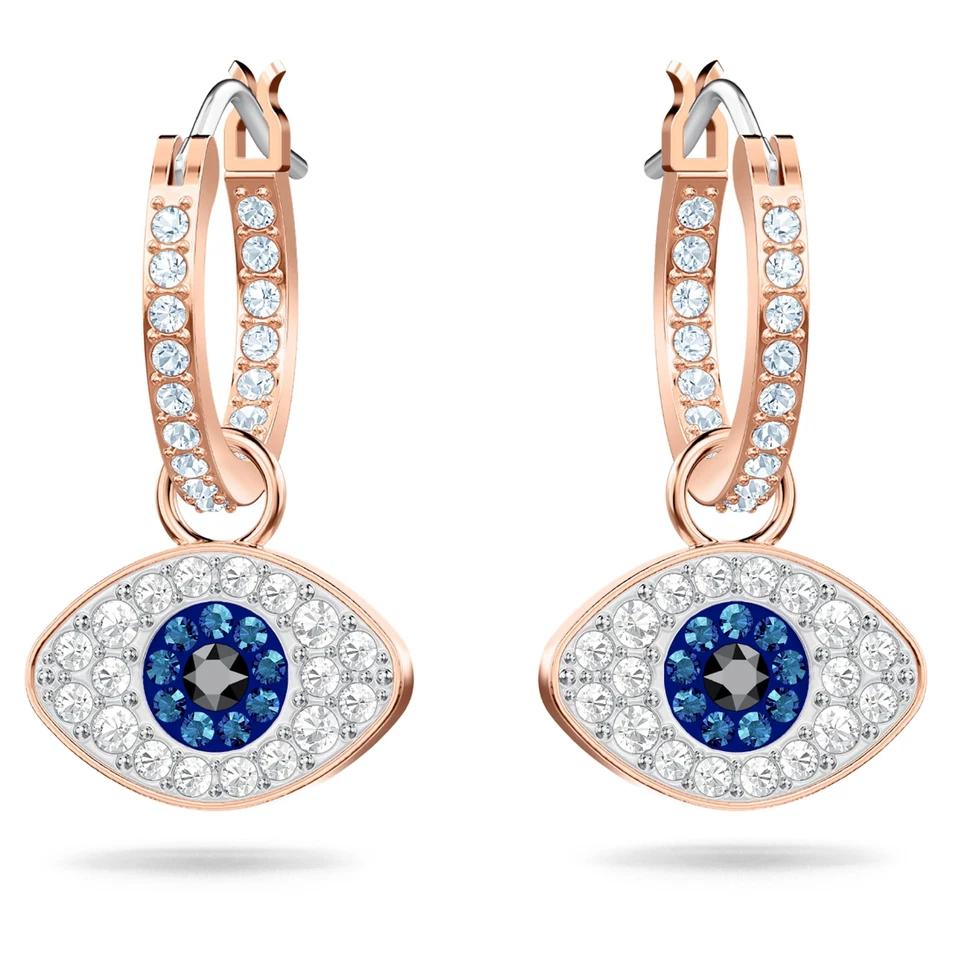 Swarovski Crystal Duo Evil Eye Mix Colour Hoop Earrings 5425857