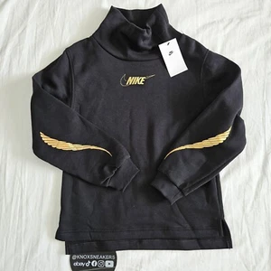 Nike Sportswear Club Fleece Funnel-Neck Sweatshirt Black Gold FJ6160 010 Size L - Picture 1 of 5