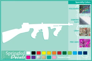 TOMMY GUN SILHOUETTE corte vinilo calcomanía #3 coche ventana de camión pegatinas de pistola - Imagen 1 de 1