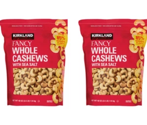 2x Pack Kirkland Signature Fancy Whole Roasted Cashews - Sea Salt - 2.5 lbs Bag - Picture 1 of 3