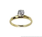 Fine Old Euro .50ctw Solitaire Diamond 14K Gold Ladies Engagement Ring Size 6.75