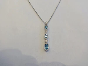 Topas Collier mit 3 Brillanten, zusammen 1,40 carat 750 er Weißgold. - Picture 1 of 5