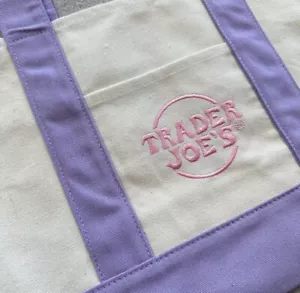Trader Joe’s Mini Pastel Canvas Tote Bag Purple LAVENDER NWT - Picture 1 of 4