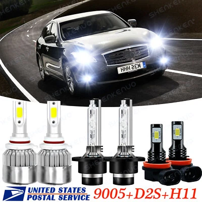 For Infiniti M35 2006-2010 HID/LED Headlight High Low Beam + Fog Light Bulbs Kit - Image 1 of 4