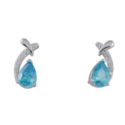 orecchini donna argento rodiato 925 bluamante goccia azzurra zirconi - Immagine 1 di 3