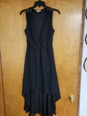 CHARLOTTE RUSSE Woman's Medium Hi-Lo Sleeveless Black Dress Sheer Lined  - Image 1 of 4