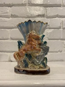 Vintage Lusterware Glazed Ceramic Horse Vase 7” - Picture 1 of 15