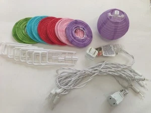 CHINESE JAPANESE PURPLE PINK RED BLUE GREEN COLOR PAPER LANTERN STRING LIGHTS 3" - Picture 1 of 1