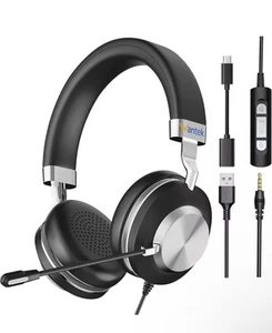 Wantek 882M Headset USB/Type-C/3.5mm with Microphone Noise Cancelling Headphone - Picture 1 of 6