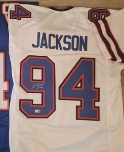 Landon Jackson Signed Buffalo Bills White Custom Jersey - TSE - Picture 1 of 1