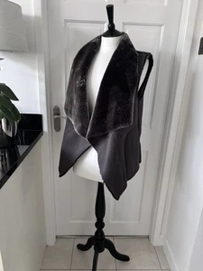 TU .. Dark Grey Faux Suede/Fur Gillet Size 12 - Picture 1 of 6
