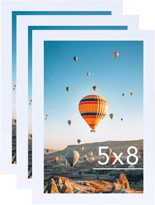 5x8 Picture Frame Set of 3 White for Wall Hanging or Tabletop- Wall Mounting Hor - Picture 1 of 12