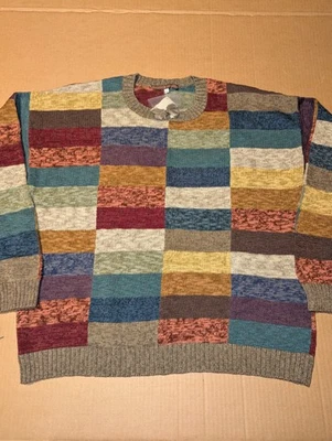 Peruvian Connection Handknit Colorblock Crewneck Sweater. Mens Large NWT - Image 1 of 4