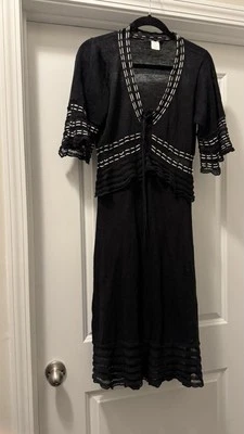 Nanette Lepore Dress Size S Knit Black And White 3/4 Sleeve Fit Flare - Image 1 of 4