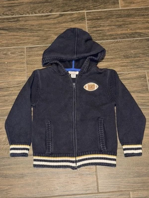 Kitestrings by Hartstrings Hooded Sweater-Navy w/Yellow & White Stripes-Boys 5/6 - Image 1 of 4