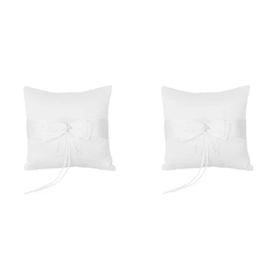 2X  Kissen Elfenbein Satin Faux Perlen Blumen Hochzeitsfest I3L24432 - Bild 1 von 4