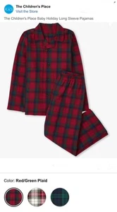NWT- The Children's Place Holiday Long Sleeve Pajamas RED/green Med 7-8 - Picture 1 of 7