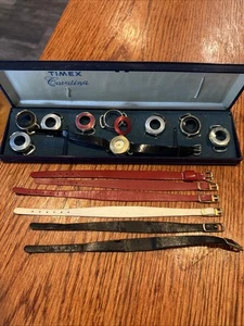 Vintage Timex Cavatina Quartz Analog Changeable Color Rings Watch Bands Set - Picture 1 of 11