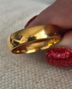 Titanium & Stainless With 18K Gold Plating- Unisex Band Ring. Size P. BNIP. UK - Picture 1 of 5