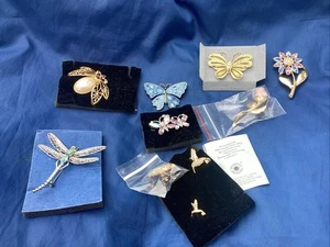 9 Pins Broaches Butterfly Dragonfly Hummingbird Rabbit Flower Costume Jewelry - Picture 1 of 14