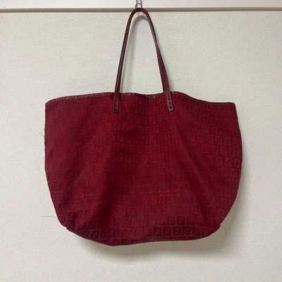 Bolso de Mano FENDI Zucchino Bolso de Hombro Bolsa Nylon Lona Rojo Borgoña De Japón Foto 1 de 4