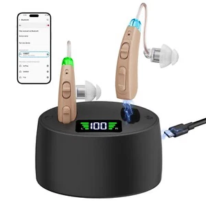 Coppia Apparecchi Acustici Bluetooth Abilitati Ricaricabili Cancellazione Rumore Nuovi - Foto 1 di 21