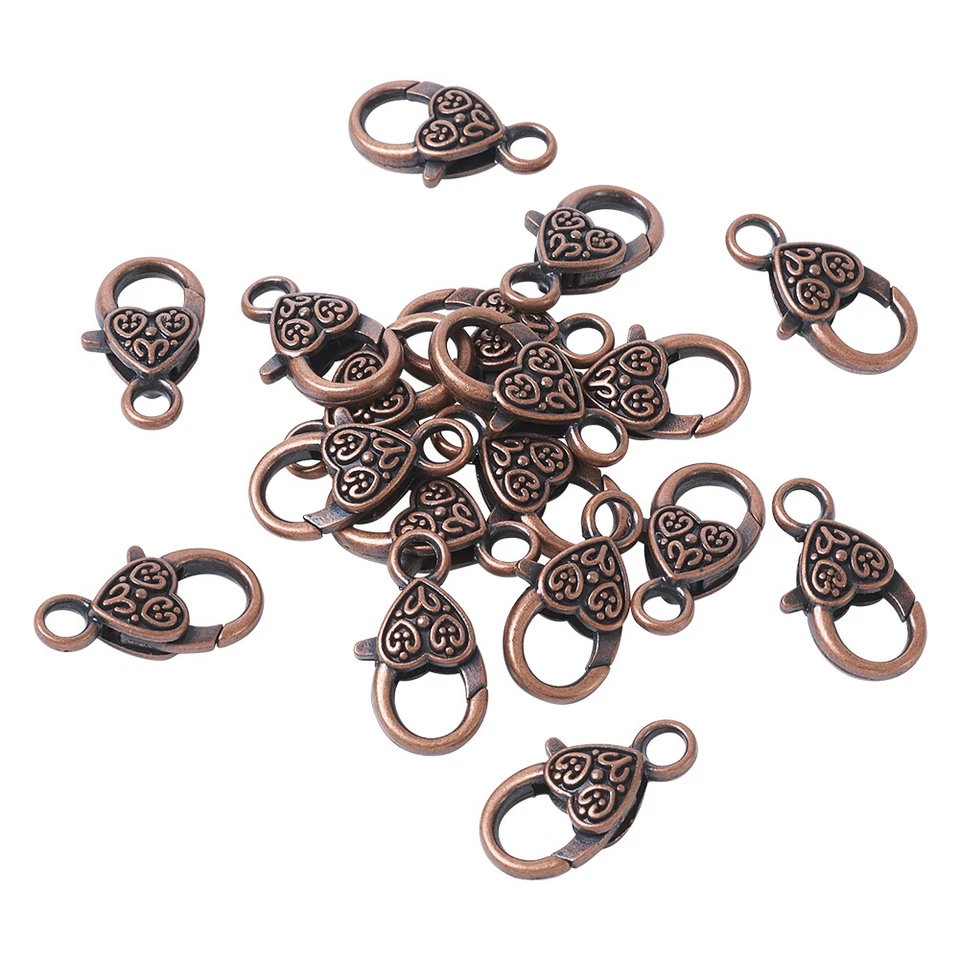 Cierres de garra de langosta corazón aleación tibetana cierre de gatillo de cobre rojo 25,5 mm 50 un. Foto 1 de 4