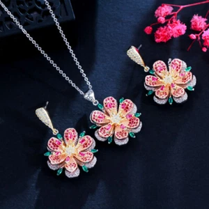 18K Gold Plated New Necklace Pendant Earrings Ringsb Jewelry Set Christmas G - Imagen 1 de 8