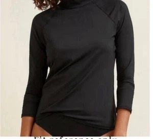 Garnet Hill Signature Rashguard Swimwear Black Active Back Zip Small ($98) - Picture 1 of 7
