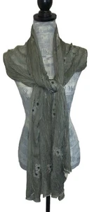 Indigo Soul Green with Flowers  Boho  Scarf Shoulder Wrap Semi Sheer 72"x30" - Picture 1 of 18