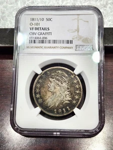 1811/10 Capped Bust Half Dollar - O-101 Variety - VF Details - NGC - Nice Patina - Picture 1 of 12