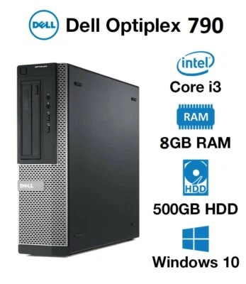 Dell Optiplex 790, Intel Core i3-2100 3.10GHz, 8GB RAM, 500GB HDD, Win 10 Pro - Image 1 of 2