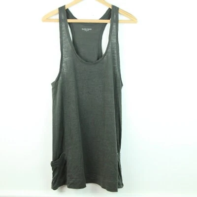 Túnica sin mangas Eileen Fisher pequeña de lino espalda cruzada bolsillos gris Lagenlook mínima Foto 1 de 4