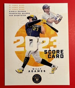 2023 MILWAUKEE BREWERS WILLY ADAMES ROBIN YOUNT Baseball Score Card Blank New - Picture 1 of 3