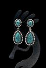 Southwestern Navajo Style Silver Tone Faux Turquoise Multi Stone Dangle Earrings
