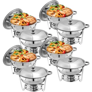 Stainless Steel Chafing Dish 5QT Food Warmer Buffet Set 2/4/6/8 Pack, Silver - Picture 1 of 13
