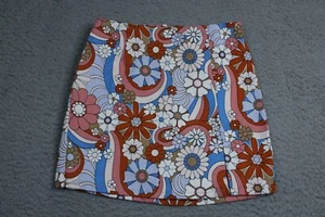 Art Class Skirt Juniors Medium 7/8 Blue Pink Floral Stained Glass Rear Zip Youth - Picture 1 of 8