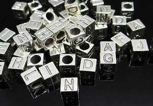 Cuentas European Bead Element 7x7 mm de la A a la Z cuentas letras cubo, P-46 - Imagen 1 de 15