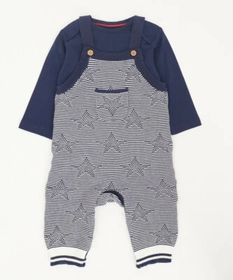 Mothercare dungarees Baby мальчиков наряд трикотажные боди комбинезон со звездами, в полоску комплект - Изображение 1 из 4