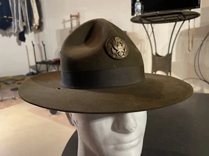 Vintage US Military Sergeant Campaign Mütze Größe 6 7/8 *TOP ZUSTAND* - Bild 1 von 8