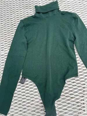 WOLFORD BODY SUIT TURTLENECK GREEN M NWOT - Image 1 of 4