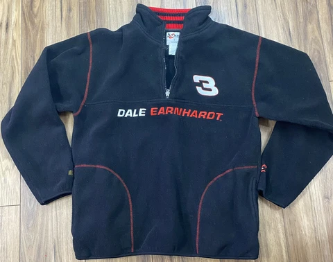 Vtg Dale Earnhardt Chase Black fleece sweater Sz M NASCAR Pullover Quarter Zip Cover