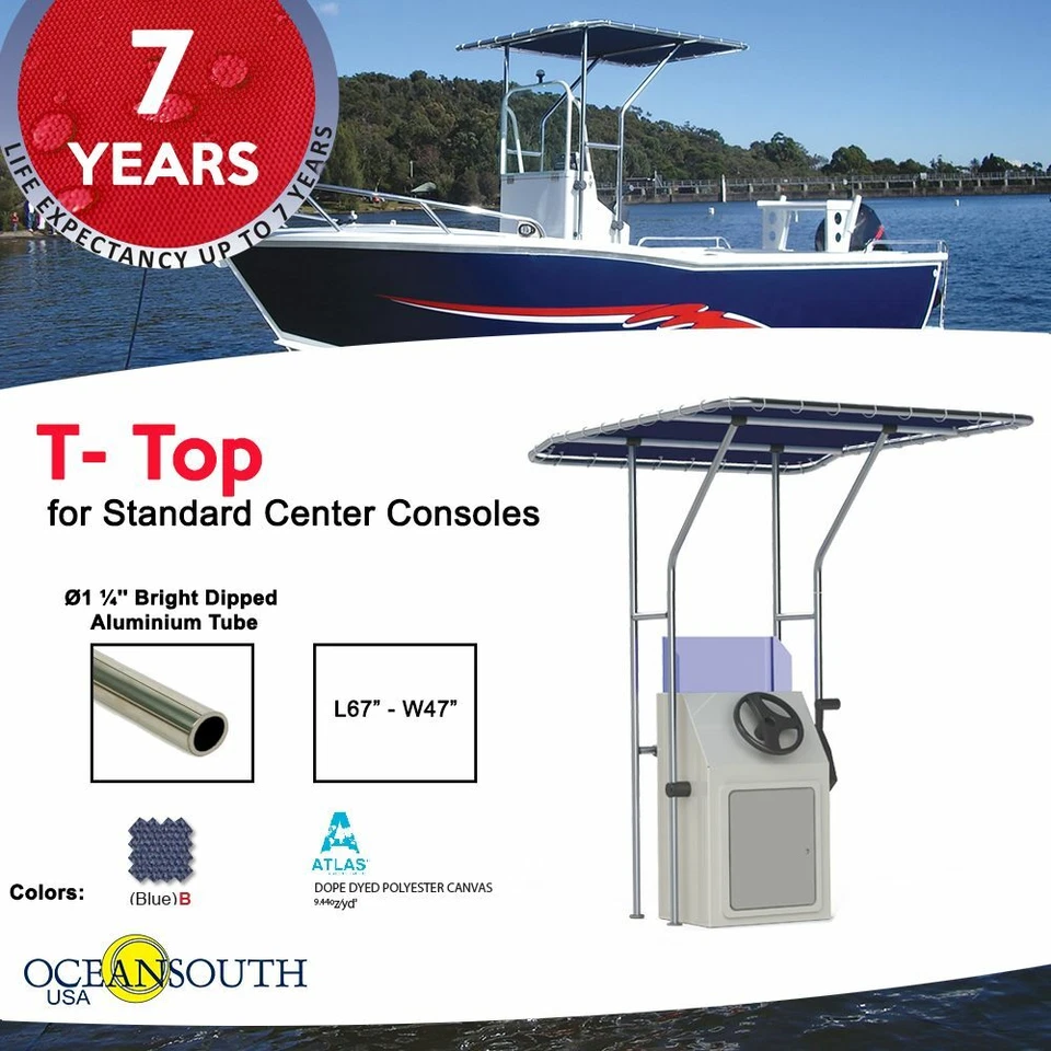 Oceansouth Boat T-top for Standard Center Console Boat Blue (Size 1) - Image 1 of 4