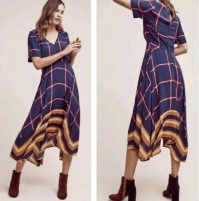 Vestido midi HD in Paris 6 rayas ventana midi ojo de cerradura mordedura de tiburón asimétrico Foto 1 de 4