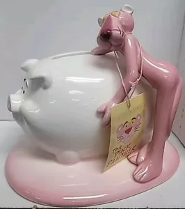 Rare !!Vintage pink panther money bank by royal orleans piggy Bank Ceramic Rare - Picture 1 of 3