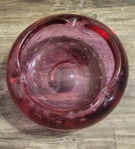 Cenicero raro Blenko burbuja pesada B-508 en rosado - Imagen 1 de 2