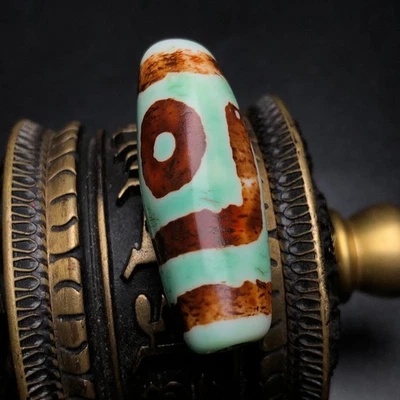 Colgante collar amuleto cuentas tótem de 2 ojos ágata budismo tibetano puro g1656 Foto 1 de 4