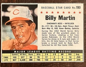 1961 POST # 190 BILLY MARTIN VON DEN CINCINNATI REDS - Bild 1 von 1