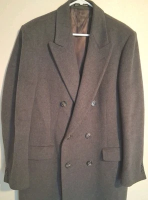 VTG Hammersley Overcoat Men 42L Gray Wool Cashmere Double Breasted England - Image 1 of 4
