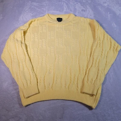 Suéter Izod Para Hombres XL Amarillo Tejido con Cable Cuello Redondo 100% Algodón Hecho en EE. UU. Pullover Foto 1 de 4